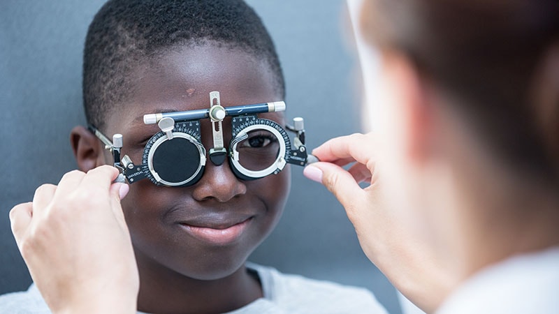 Kid With Glasses: Many Children Live Far from Pediatric Eye Doc