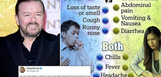 Ricky Gervais suffered the &apos;worst eight hours of illness of my life&apos;
